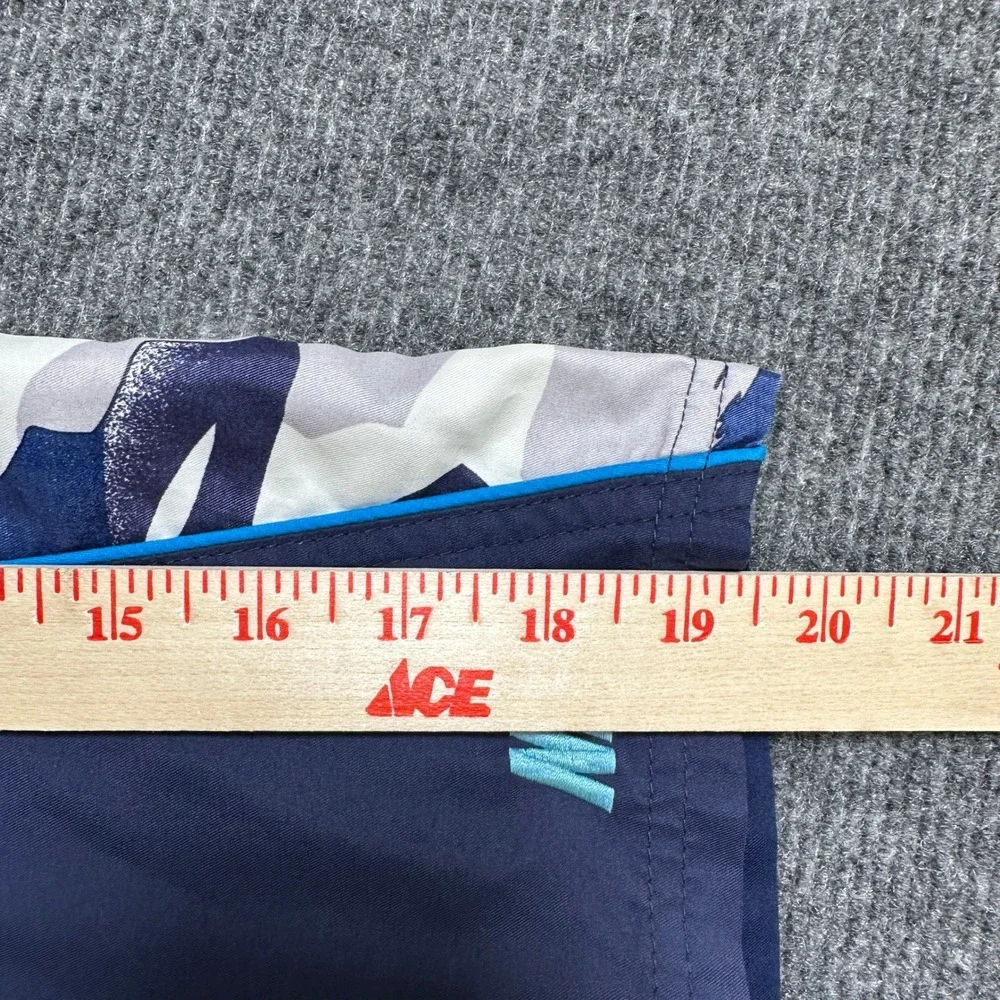 Nike Mens Swim Trunks Navy Blue Royal Graphic Print Mesh Lined Board Shorts L